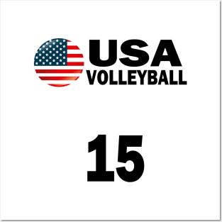 USA Volleyball #15 T-shirt Design Posters and Art